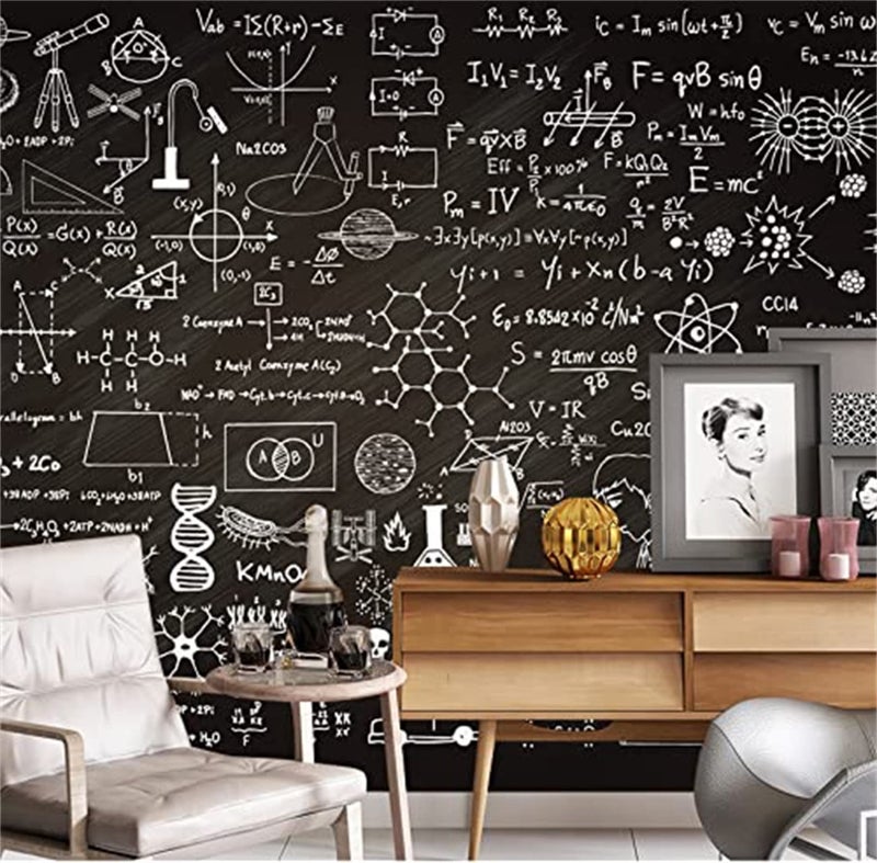 FLFK Peel and Stick Wall Murals Chalkboard 78.7"x59"-Self-Adhesive Wallpaper Poster Large Sticker Math Science Formulas for Bedroom Living Room Wall Decor - Image 4